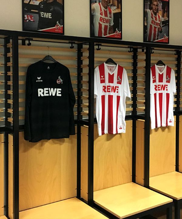 Players Area with jerseys at RheinEnergieSTADION